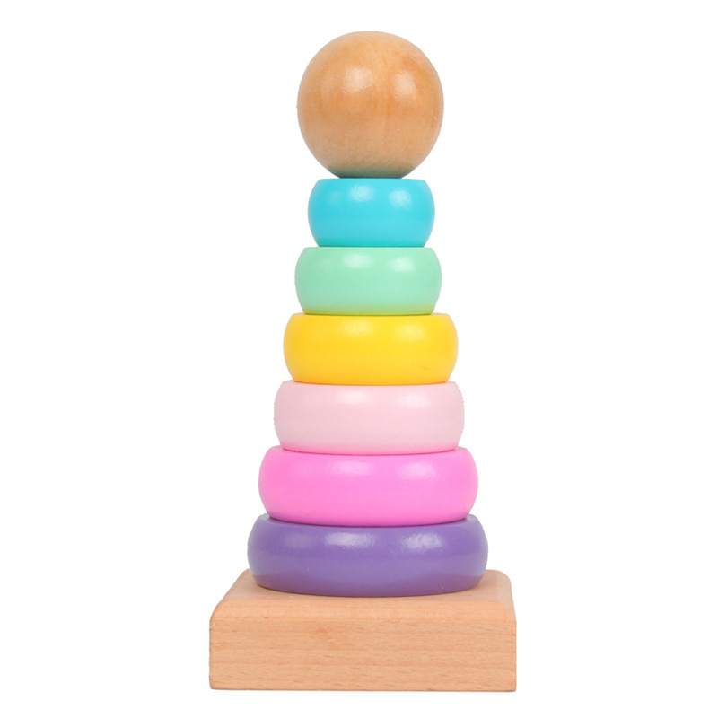 Wood Ring Blank - Children Rainbow Tower Ferrule Wooden Toy