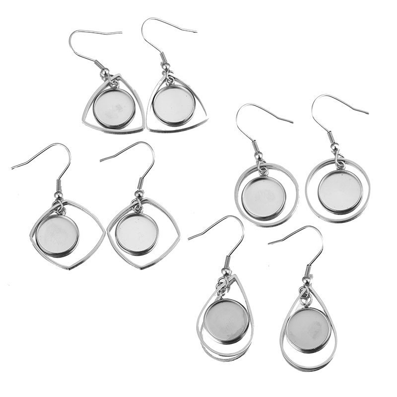 Bezels Set Pendant - 10pc Stainless Steel Tray Bezel Cabochon