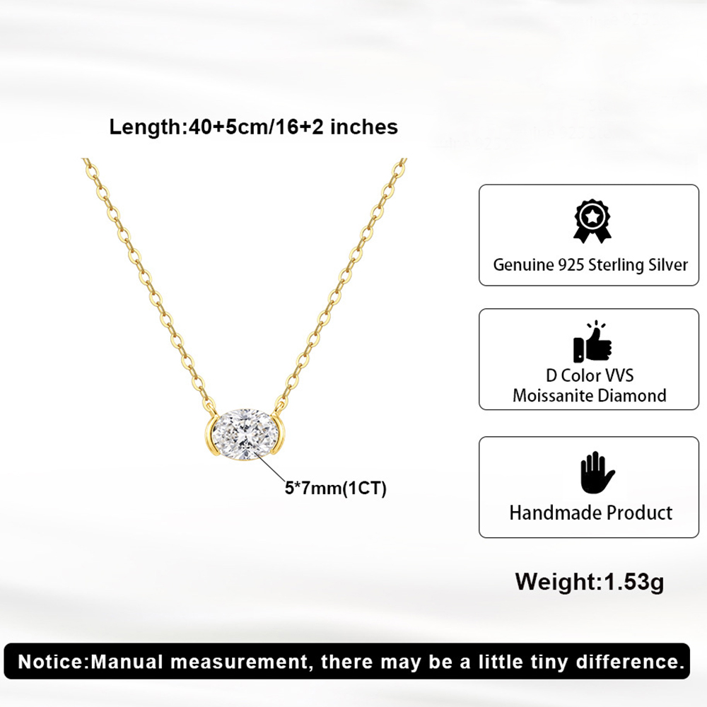 1CT Oval Cut Moissanite Pendan - Bezels Set Pendant 评论和价格