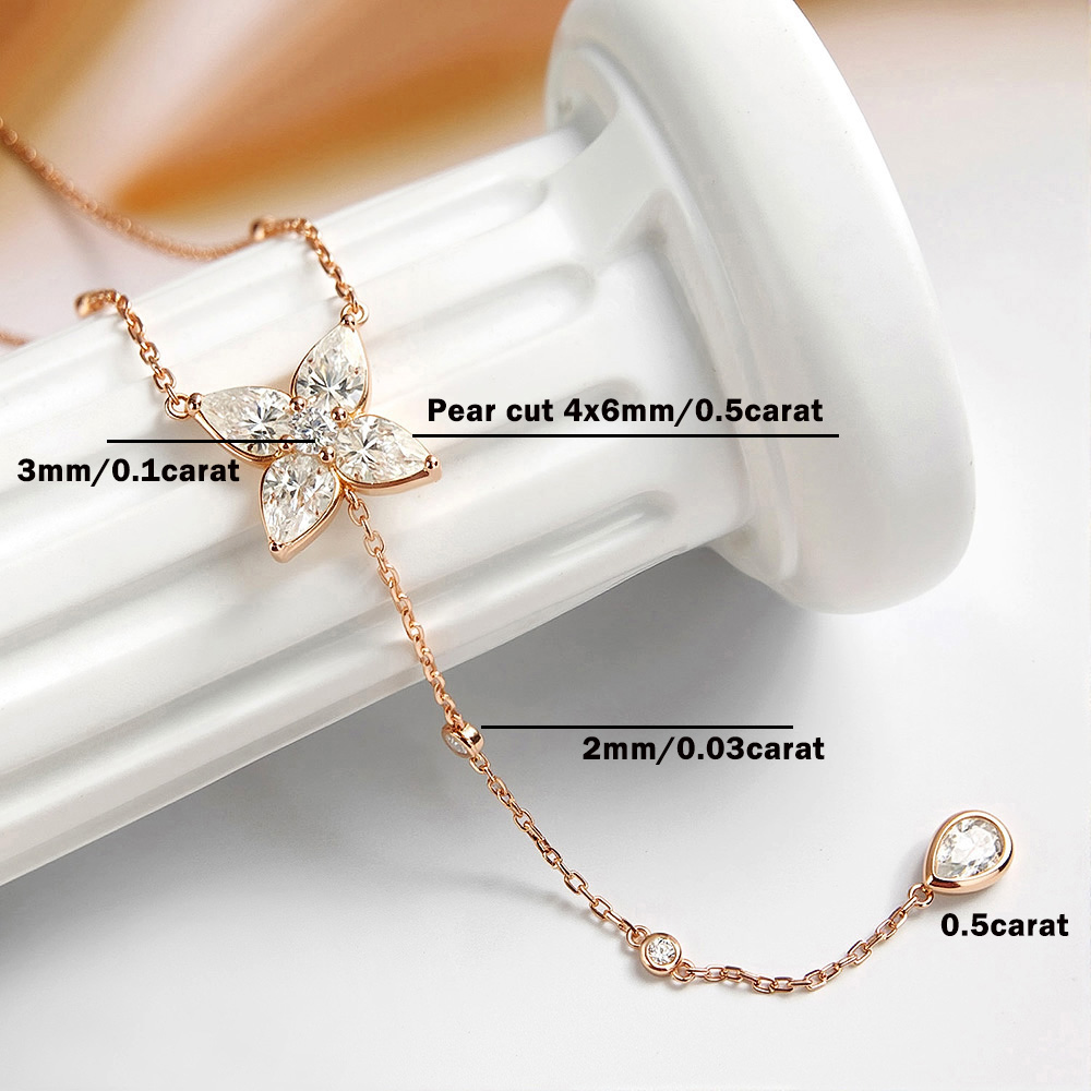 Pear/Round Bezel Set Moissanit - Bezels Set Pendant 评论和价格
