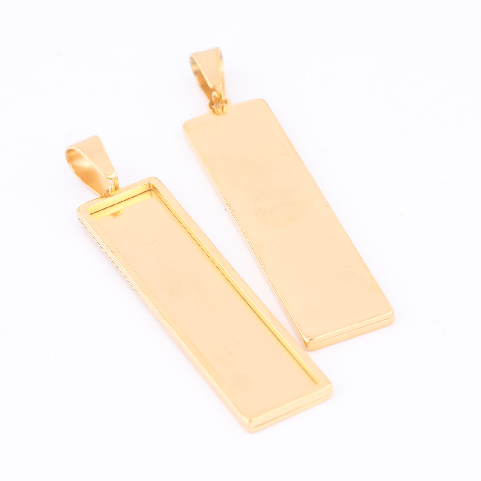 5pcs Stainless Steel Gold Plat - Bezels Set Pendant 评论和价格