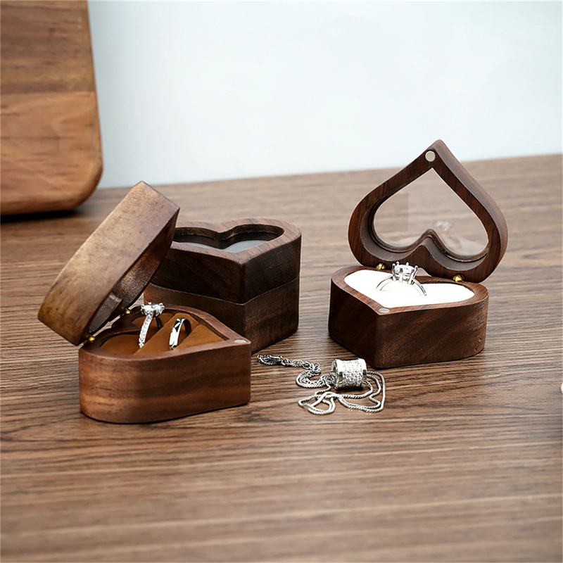 1Pcs Heart Walnut Wood Ring Bo - Wood Ring Blank 评论和价格