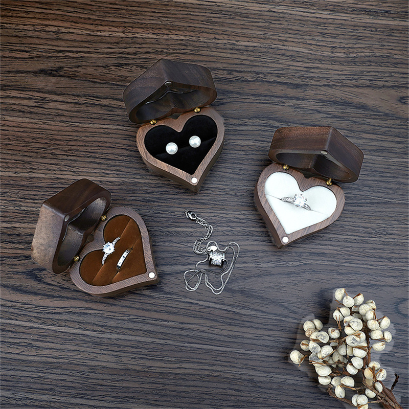1Pcs Heart Walnut Wood Ring Bo - Wood Ring Blank 评论和价格