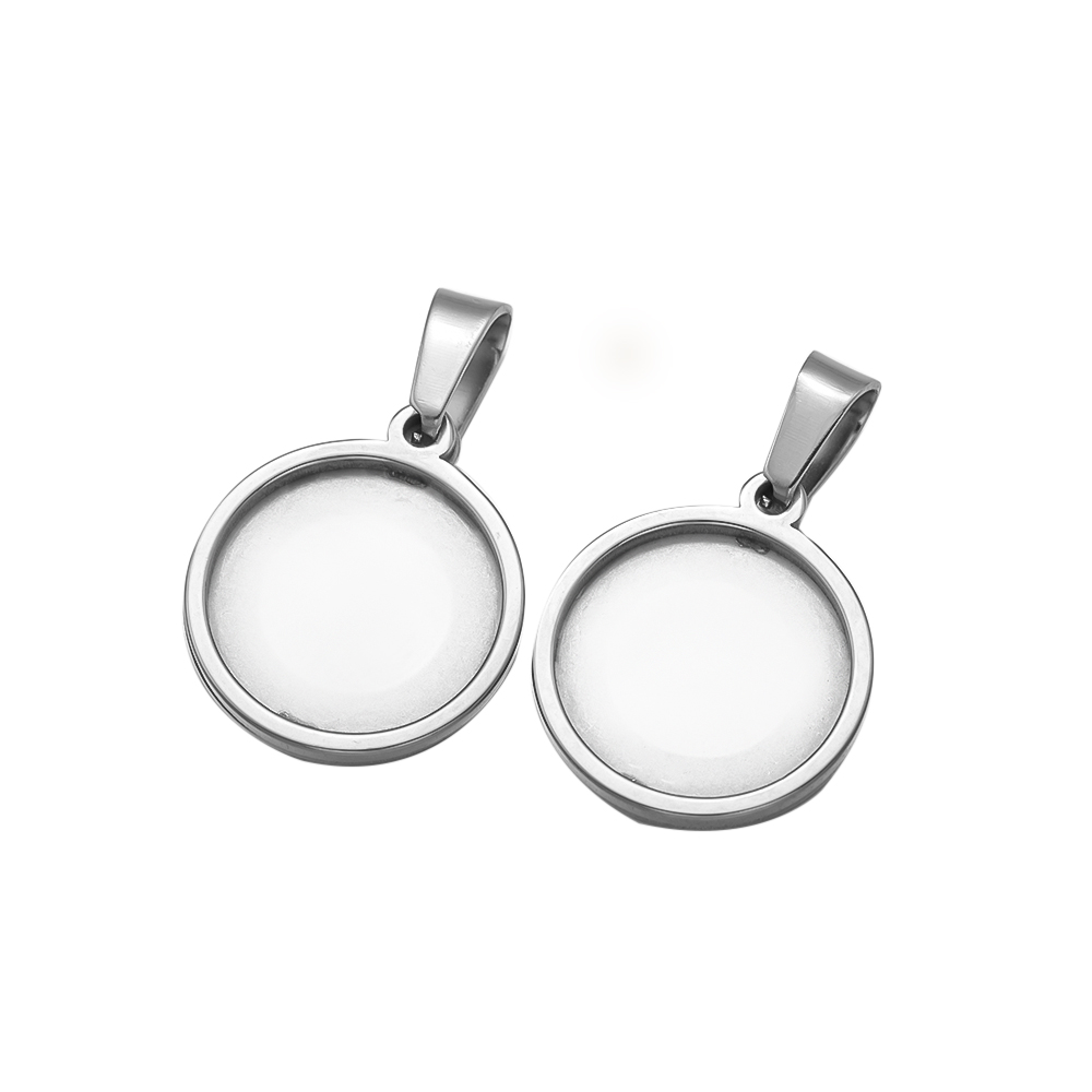 5Pcs/Lot Stainless Steel Round - Bezels Set Pendant 评论和价格